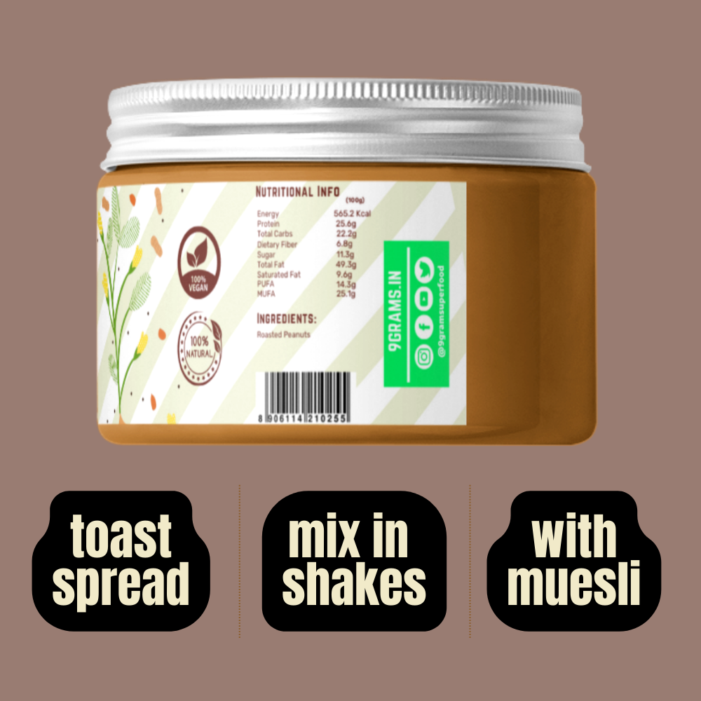 {{ almond butter }} - {{ 9GRAMS }} {{ Muesli }} - {{ 9GRAMS }}